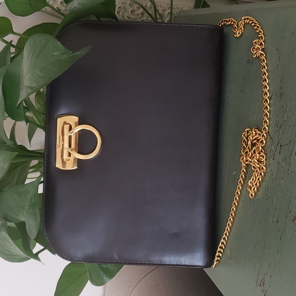 Vintage 90s Salvatore Ferragamo Gancini Clutch Crossbody Bag - Picture 2 of 12